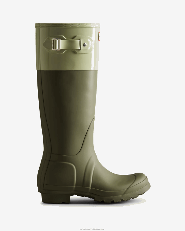 žene Hunter lišaj zelena/muklo zelena color block visoke kišne čizme FFP0T169