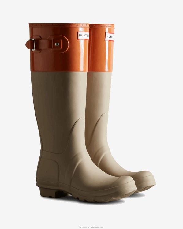 žene Hunter sjena kamena/koralja color block visoke kišne čizme FFP0T72