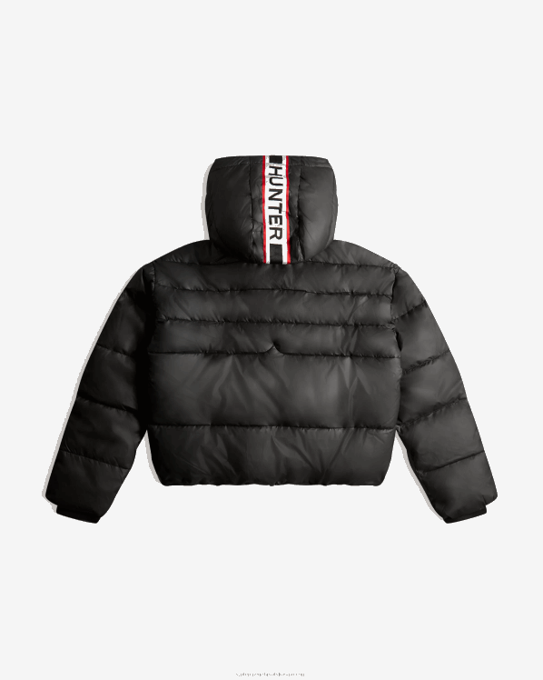žene Hunter logo crn intrepid izolirana tkana kratka pufer jakna FFP0T366